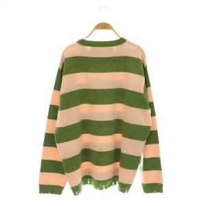 MARC JACOBS THE GRUNGE SWEATER セーター ニット 長袖 ボーダー ウール L ピンク グリーン /DO
