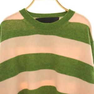 MARC JACOBS THE GRUNGE SWEATER セーター ニット 長袖 ボーダー ウール L ピンク グリーン /DO