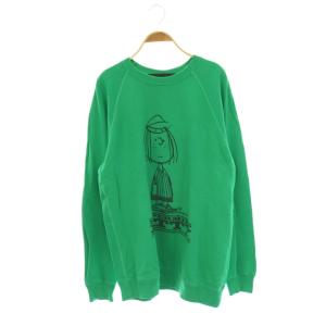 × ピーナッツ PEANUTS ペパーミントパティダメージスウェット 長袖 S グリーン ブラック /DO