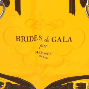 HERMES スカーフ カレ90 BRIDES de GALA  式典用馬具 シルク イエロー ブラック