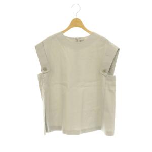 24SS CRISP LINEN LEON ブラウス 半袖 プルオーバー リネン 38 グレー /NR