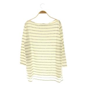 Max Mara ウィークエンド ボーダー リネン  七分袖 カットソー ニット L オフホワイト 黒 /NR OS
