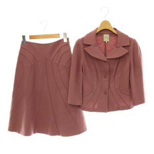 セットアップ ウールデザイン テーラードジャケット フレアスカート M パープルピンク /DO OS SH