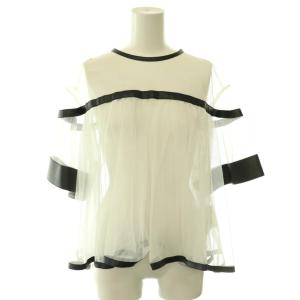 noir kei ninomiya AD2017 チュールエコレザー切り替えブラウス シアー プルオーバー S ホワイト 3A-B009