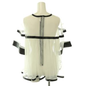 noir kei ninomiya AD2017 チュールエコレザー切り替えブラウス シアー プルオーバー S ホワイト 3A-B009