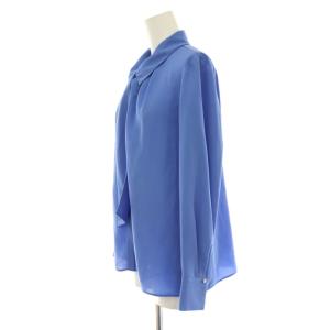 ANAYI マットサテンボウタイブラウス シャツ 前開き 38 青 ブルー /CX OS