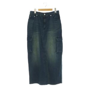 MONN 24SS Light DENIM SKIRT デニムスカート Iライン カットオフ 38 インディゴ
