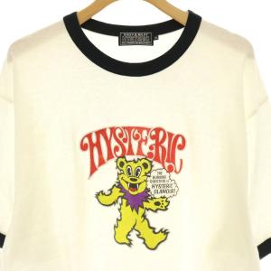 HYSTERIC GLAMOUR 25SS FIRE BEAR GLITTER Tシャツ カットソー 半袖 XL ホワイト /HK OS