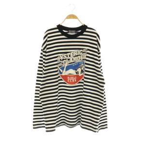 GIRLS CLUB Tシャツ カットソー ボーダー XL 黒 ブラック 白 ホワイト /CX OS