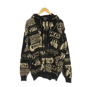 24AW SUPER HYS柄 ジャカードパーカー ジップアップ XL ブラック