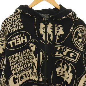 HYSTERIC GLAMOUR 24AW SUPER HYS柄 ジャカードパーカー ジップアップ XL ブラック