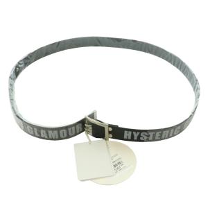 HYSTERIC GLAMOUR タグ付き ロゴプリントレザーベルト M 黒 ブラック 白 ホワイト /SS OS