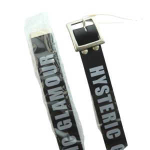 HYSTERIC GLAMOUR タグ付き ロゴプリントレザーベルト M 黒 ブラック 白 ホワイト /SS OS