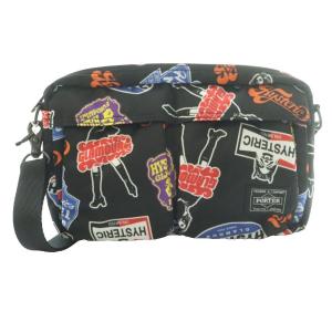 ×ポーター クラシック STICKERS柄 ショルダーバッグ マルチカラー ブラック