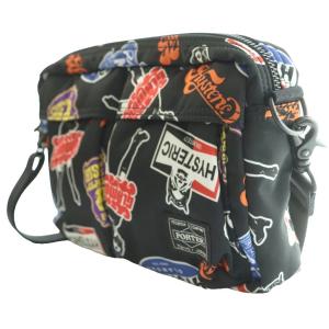 HYSTERIC GLAMOUR ×ポーター クラシック STICKERS柄 ショルダーバッグ マルチカラー ブラック