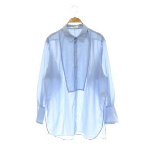24AWポリエステルウールボイル チュニックシャツ ブラウス 長袖 36 ライトブルー /SY OS