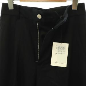 MACPHEE 24AWウールサキソニー ハイウエストパンツ ワイド ストレート タック 34 ネイビー /CX OS