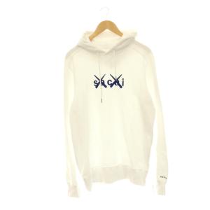 × カウズ KAWS パーカー スウェット プルオーバー ロゴ 3 白 紺 /CX OS