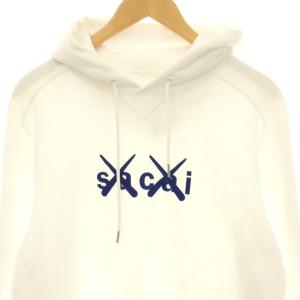 sacai × カウズ KAWS パーカー スウェット プルオーバー ロゴ 3 白 紺 /CX OS