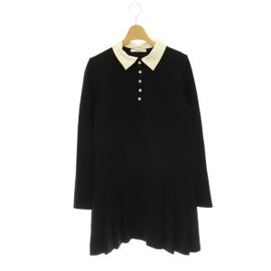 25AW 衿つきプリーツカットミニワンピース 1 ブラック ホワイト /ES OS