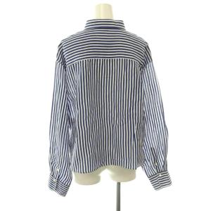 IENA 25SS ラミーリヨセルショートシャツ ストライプ 長袖 ブルー /HK OS