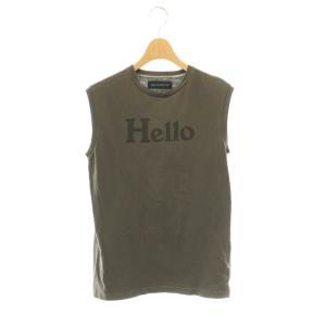 HELLO NOSLEEVE TEE Tシャツ カットソー ノースリーブ コットン S チャコール /NR