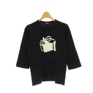 AD2019 Tシャツ カットソー 7分袖 プリント S 黒 ブラック 白 ホワイト /CX OS