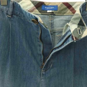BLUE LABEL CRESTBRIDGE ライトデニムワイドパンツ タック 34 ブルー /HK OS