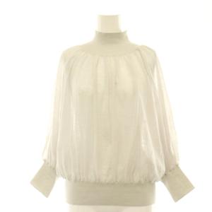 vingt-trois 25AW シアーギャザー ハイネック ニット カットソー ウール混 長袖 38