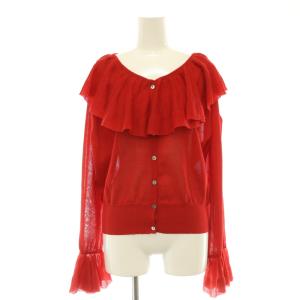 25AW フリルニット カーディガン 長袖 36 レッド /HK OS