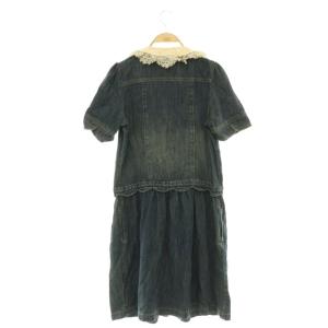 franche lippée 半袖デニムワンピース 膝丈 M ブルー /HK OS