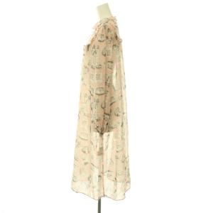 franche lippée ネコ プリント シアーワンピース M ピンクベージュ マルチカラー /ES OS