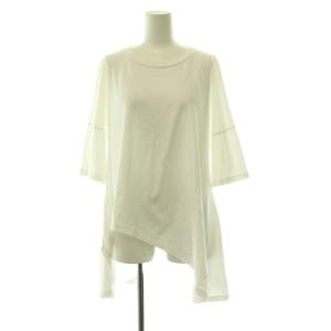 アシンメトリー Tシャツ カットソー クルーネック 五分袖 38 白 /HS OS