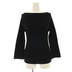 SLIT RIB KNIT PULLOVER ニット セーター 八分袖 ブラック /HK OS