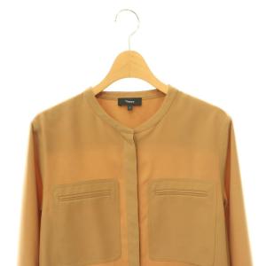 Theory バンドカラーシャツ ブラウス 前開き S ベージュ /CX OS