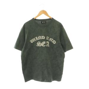 エンブロイダリーロゴショートスリーブTシャツ カットソー 刺繍 L チャコール ホワイト /ES OS