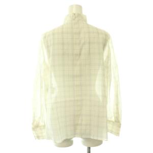 MACKINTOSH LONDON シアー ブラウス チェック 長袖 38 オフホワイト ブラック /HK OS