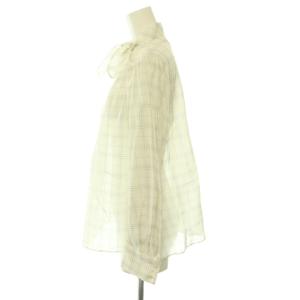 MACKINTOSH LONDON シアー ブラウス チェック 長袖 38 オフホワイト ブラック /HK OS