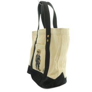 POLO RALPH LAUREN ポロベア キャンバス トートバッグ ハンド アイボリー 黒 ブラック /SS OS