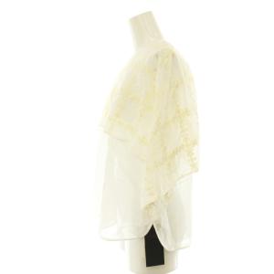 TOMORROWLAND collection 25SS クロスフルール パーサーカラープルオーバー ブラウス 五分袖 36 ホワイト /HK OS