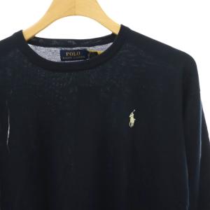 POLO RALPH LAUREN コットンクルーネックセーター ニット 長袖 XS ネイビー /DO OS