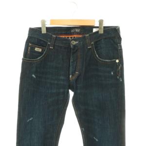 ARMANI JEANS デニムパンツ ジーンズ ストレート ダメージ加工 ボタンフライ 32 インディゴ /ES OS