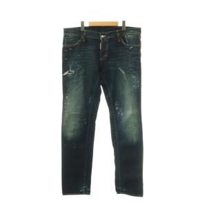 ペンキ加工 ダメージ加工 デニムパンツ ジーンズ ストレート ボタンフライ 52 インディゴ /ES OS