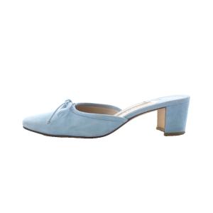 MANOLO BLAHNIK バレリーム BALLERIMU ミュール サンダル 37.5 24.5cm 水色 ライトブルー リボンモチーフ