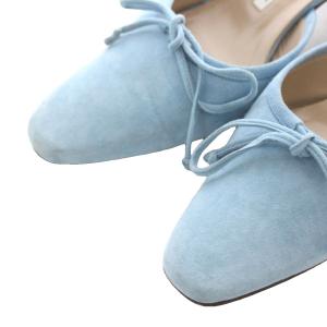 MANOLO BLAHNIK バレリーム BALLERIMU ミュール サンダル 37.5 24.5cm 水色 ライトブルー リボンモチーフ