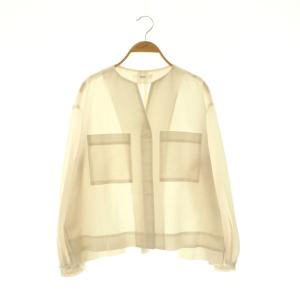 24AW ドライウールジョーゼットブラウス シアー 前開き 38 ライトベージュ /CX OS