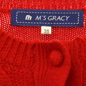 M'S GRACY リボンケーブルニットカーディガン 38 レッド /ES OS