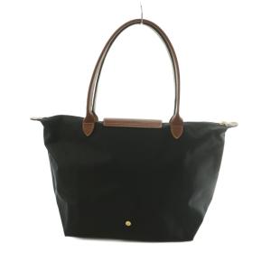 Longchamp ルプリアージュ SHOPPING トートバッグ ナイロン 黒 ブラック 茶 ブラウン /MI OS