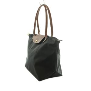 Longchamp ルプリアージュ SHOPPING トートバッグ ナイロン 黒 ブラック 茶 ブラウン /MI OS