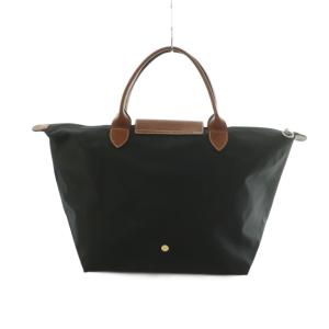 Longchamp ルプリアージュ M トートバッグ ナイロン 黒 ブラック 茶 ブラウン /MI OS